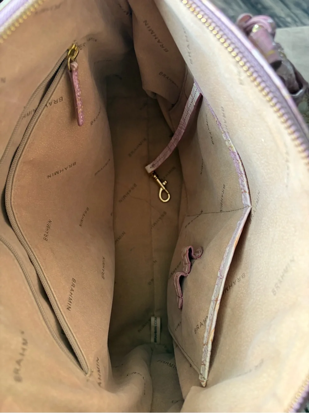 Brahmin Croc-Embossed Satchel Lilac Duxbury Satchel - Picture 9 of 10